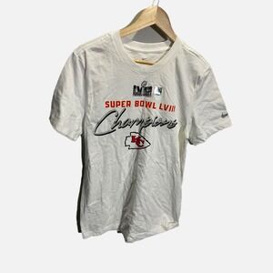 Nike Mens Kansas City Chiefs Super Bowl LVIII Champions T-Shirt White Small S